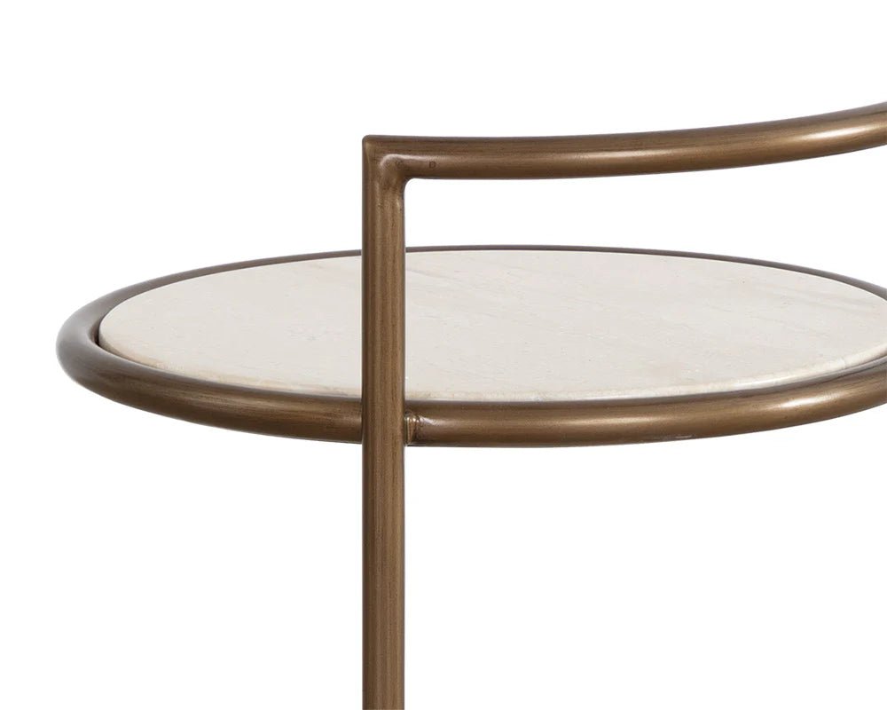 Parga End Table - Rustic Bronze - Travertine Look - Natural - Central Designs