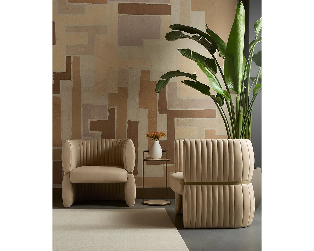 Parga End Table - Rustic Bronze - Travertine Look - Natural - Central Designs