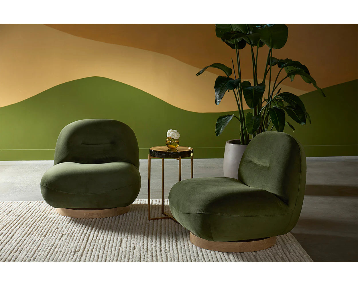 Franze Swivel Lounge Chair  Moss Green