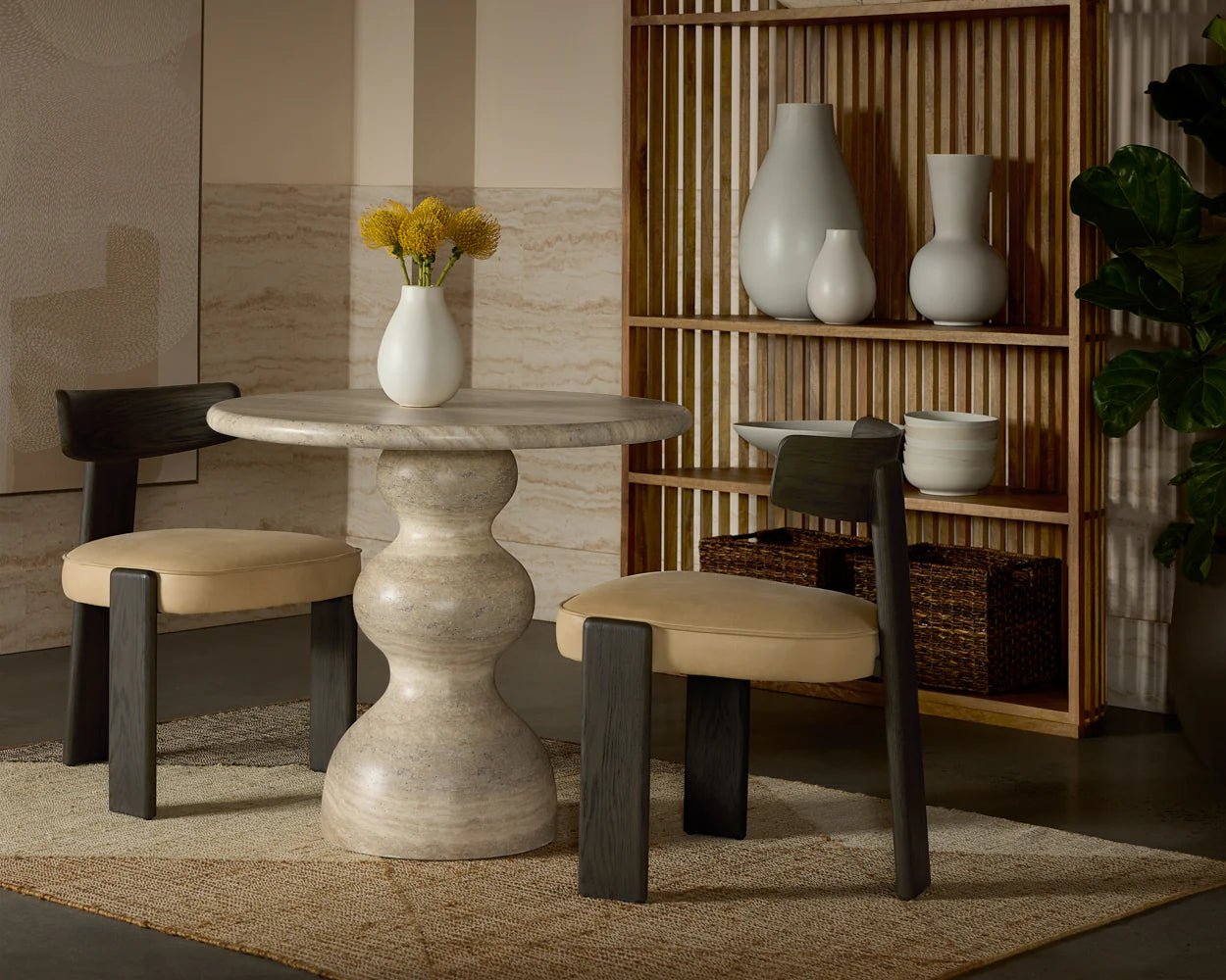 Horton Dining Chair - Dark Brown - Sahara Sand Leather - Central Designs