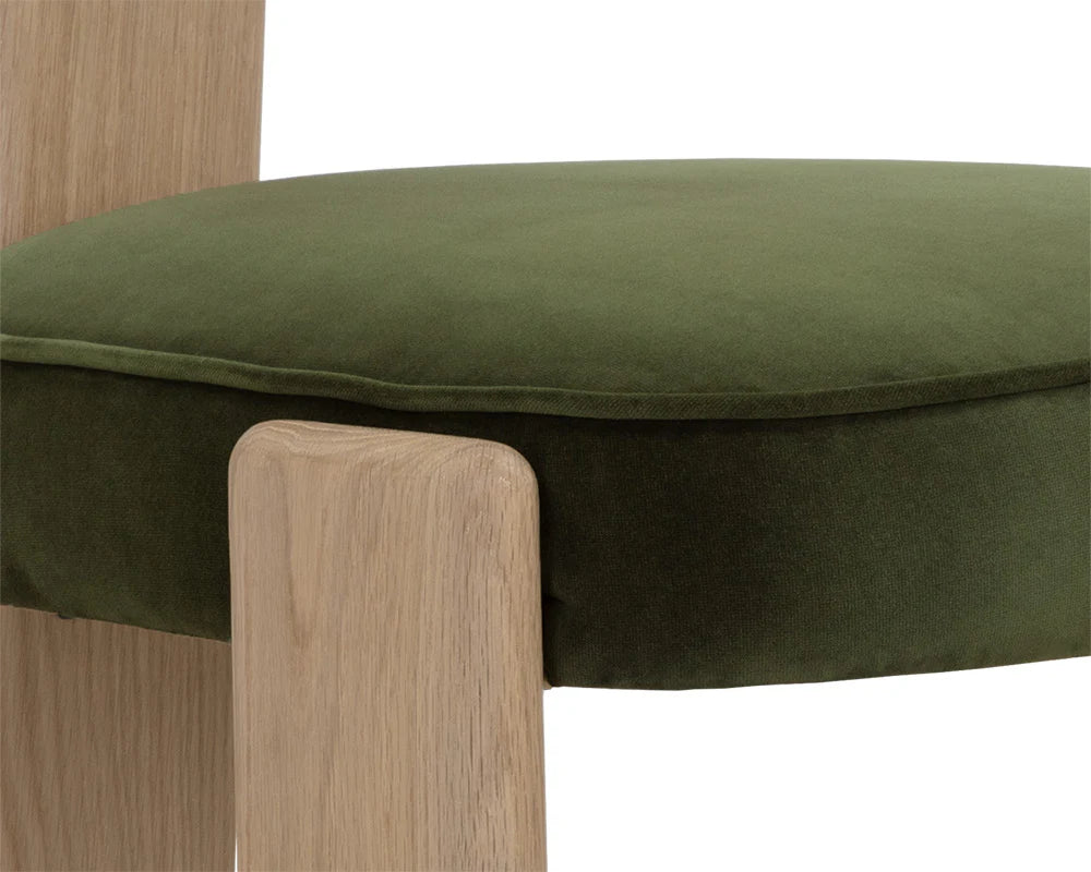 Horton Dining Chair - Rustic Oak - Forest Green - Central Designs