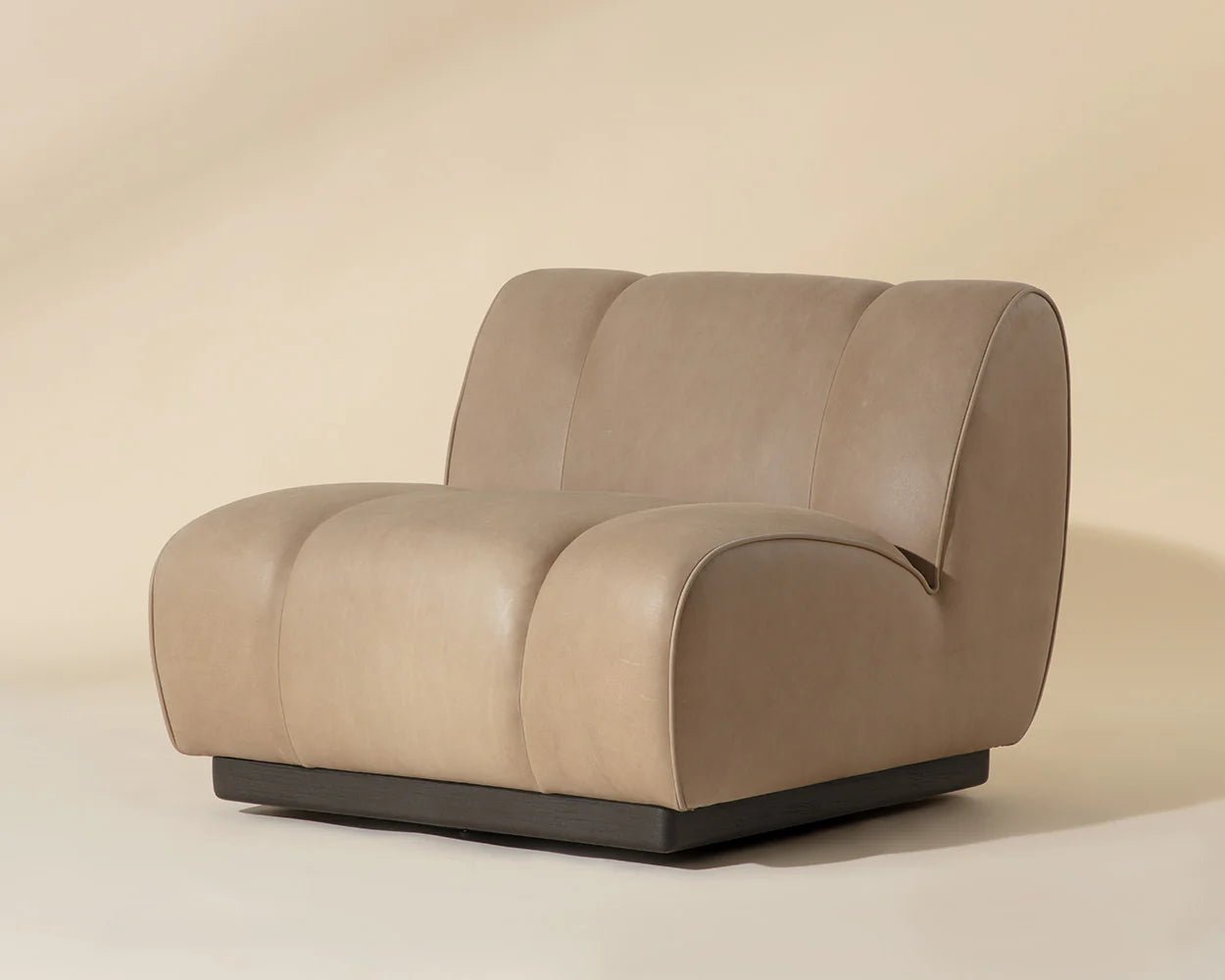 Blaise Swivel Lounge Chair - Sahara Sand Leather - Central Designs