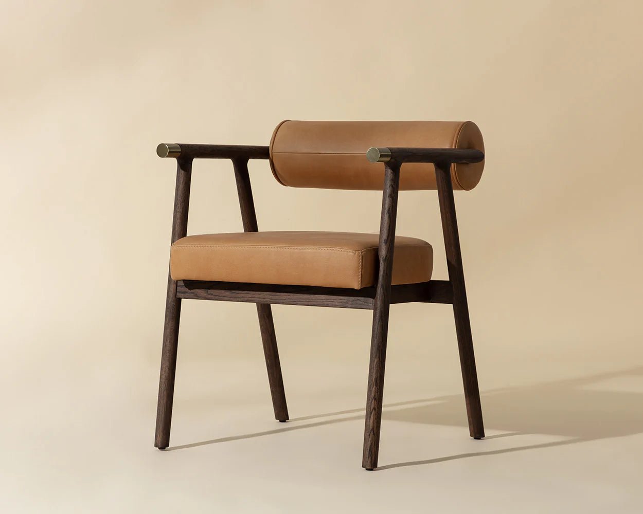 Sova Dining Armchair - Antique Brown - Sahara Camel Leather - Central Designs