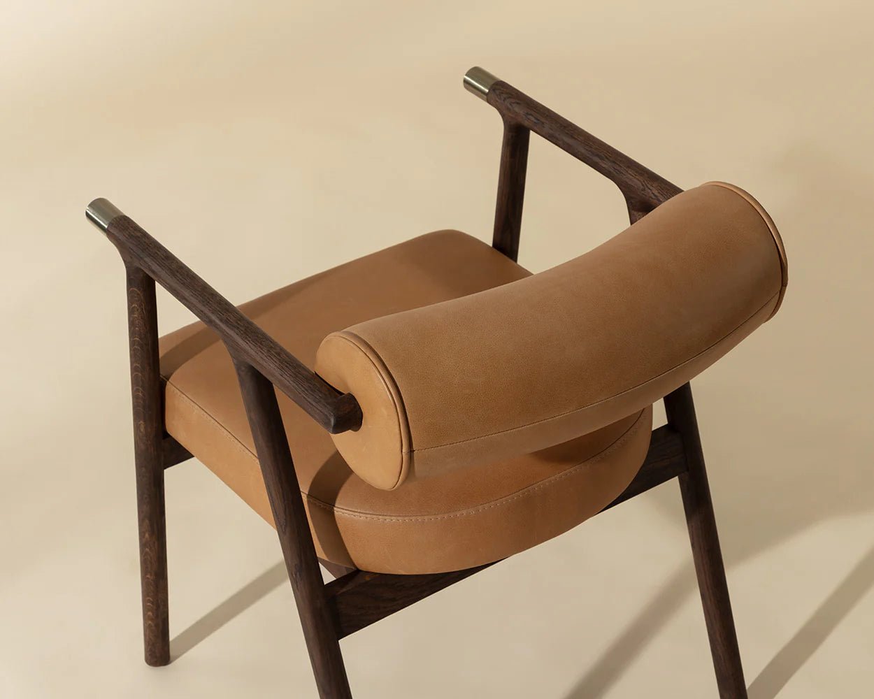 Sova Dining Armchair - Antique Brown - Sahara Camel Leather - Central Designs