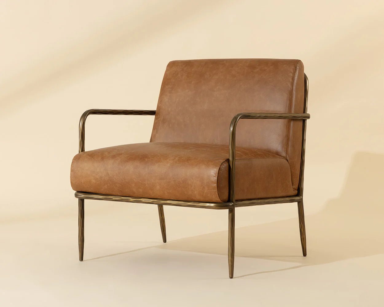 Lathan Lounge Chair - Tan Leather - Central Designs