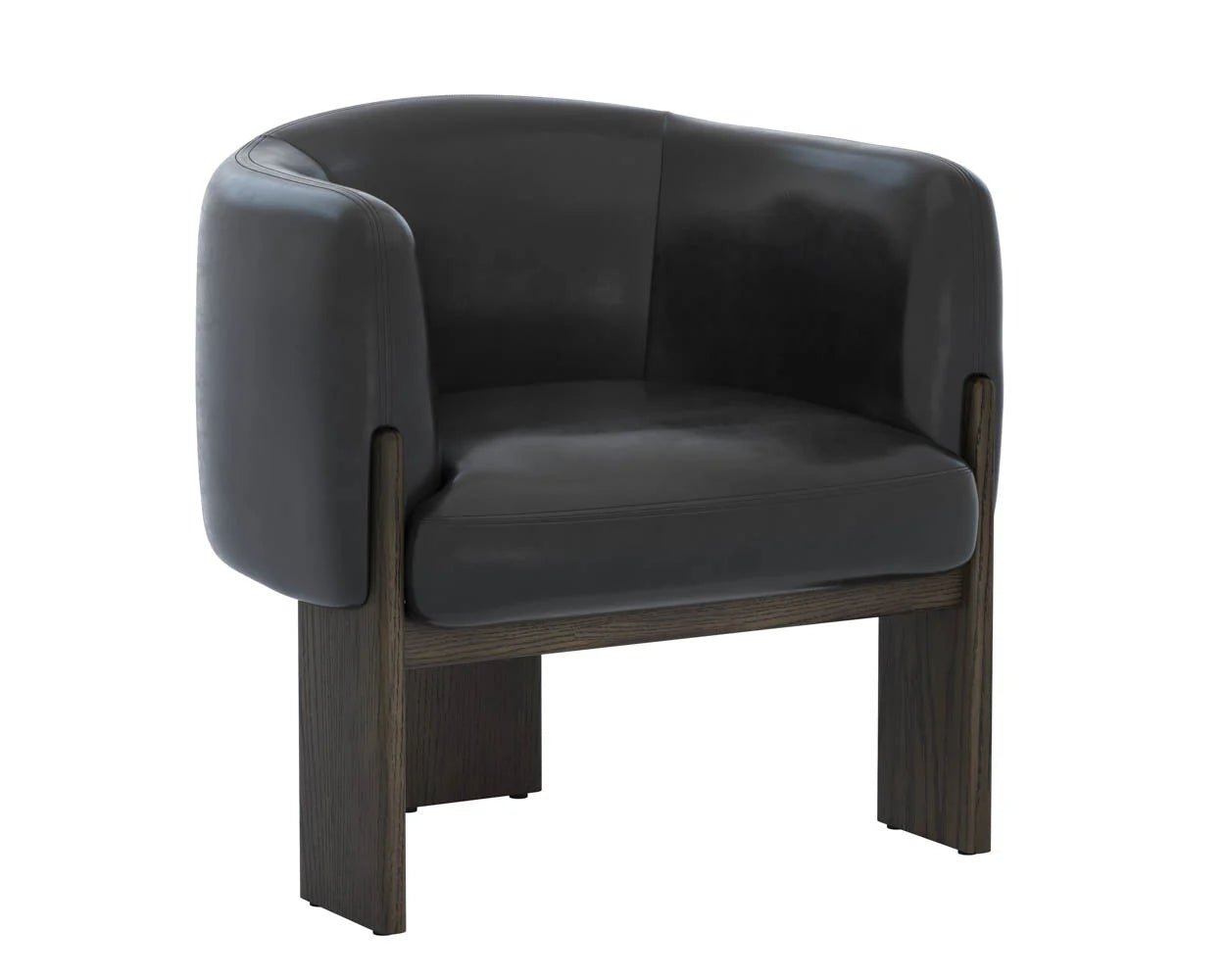 Trine Lounge Chair - Dark Brown - Vintage Black Night Leather - Central Designs