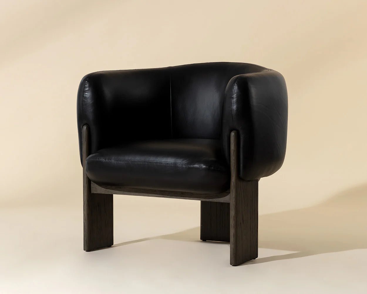Trine Lounge Chair - Dark Brown - Vintage Black Night Leather - Central Designs