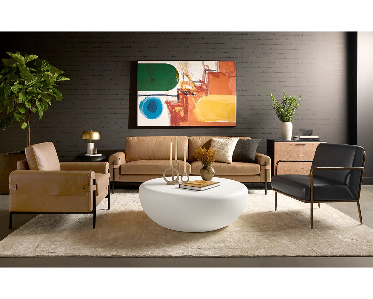 Camus Sofa - Ludlow Sesame Leather - Central Designs