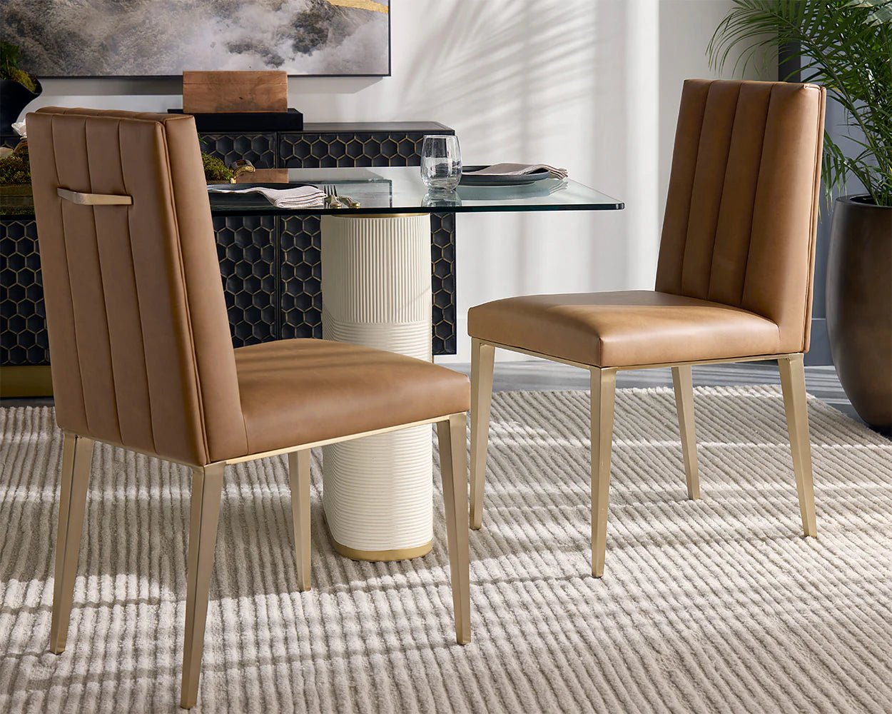 Wilbur Dining Chair - Milliken Cognac - Central Designs