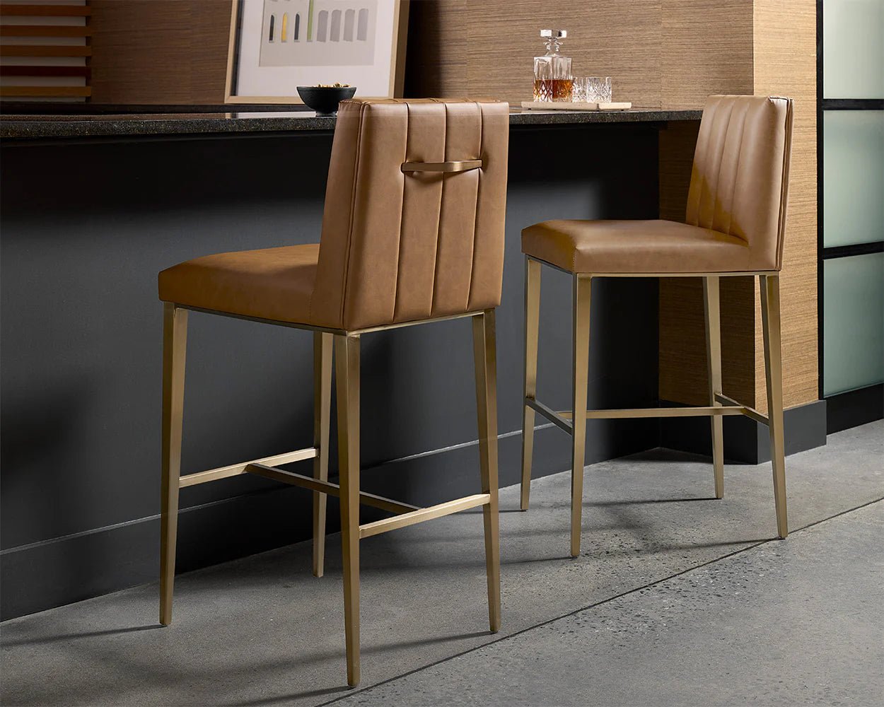 Wilbur Barstool - Milliken Cognac - Central Designs