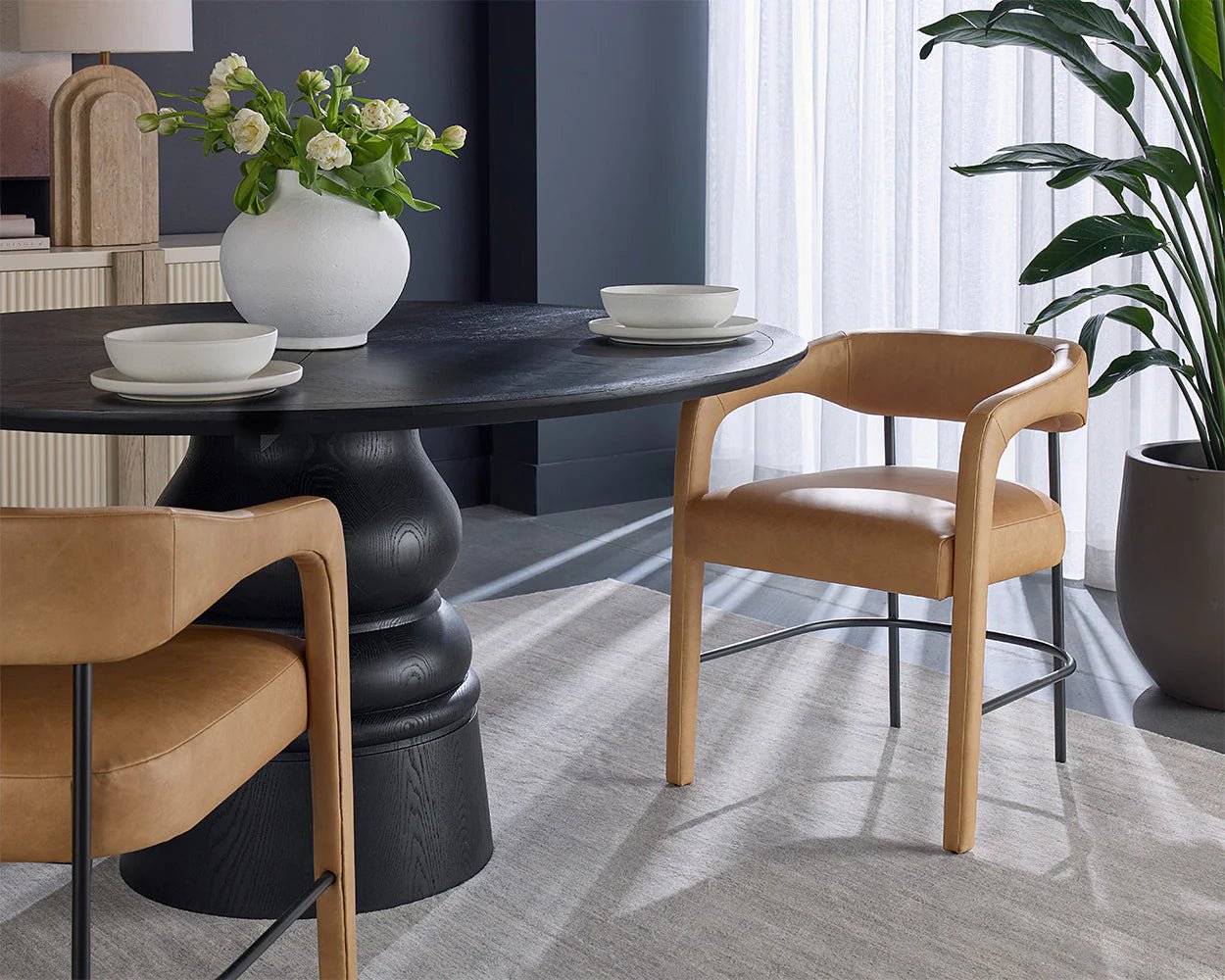 Mavia Dining Armchair - Ludlow Sesame Leather - Central Designs
