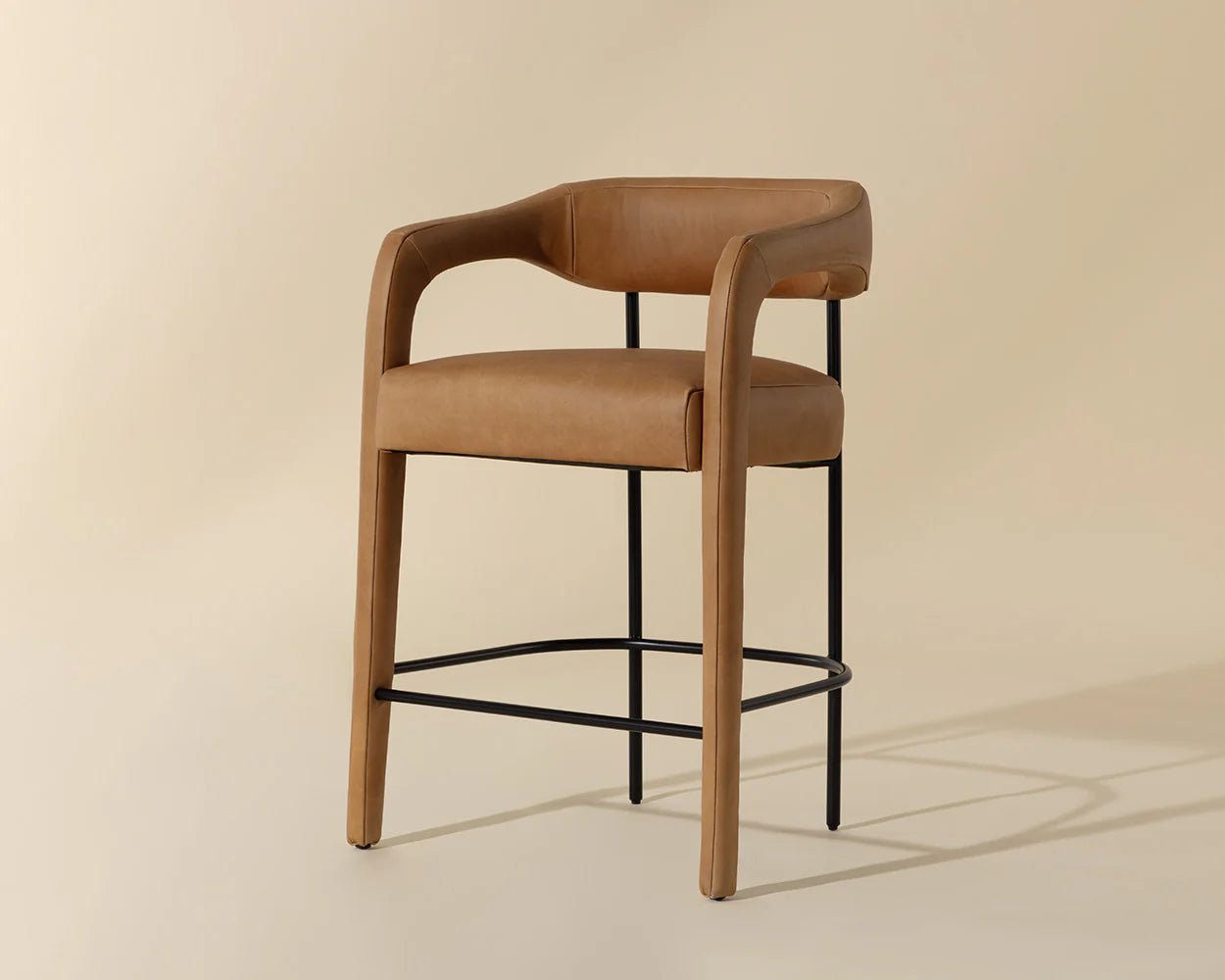 Mavia Counter Stool - Ludlow Sesame Leather - Central Designs