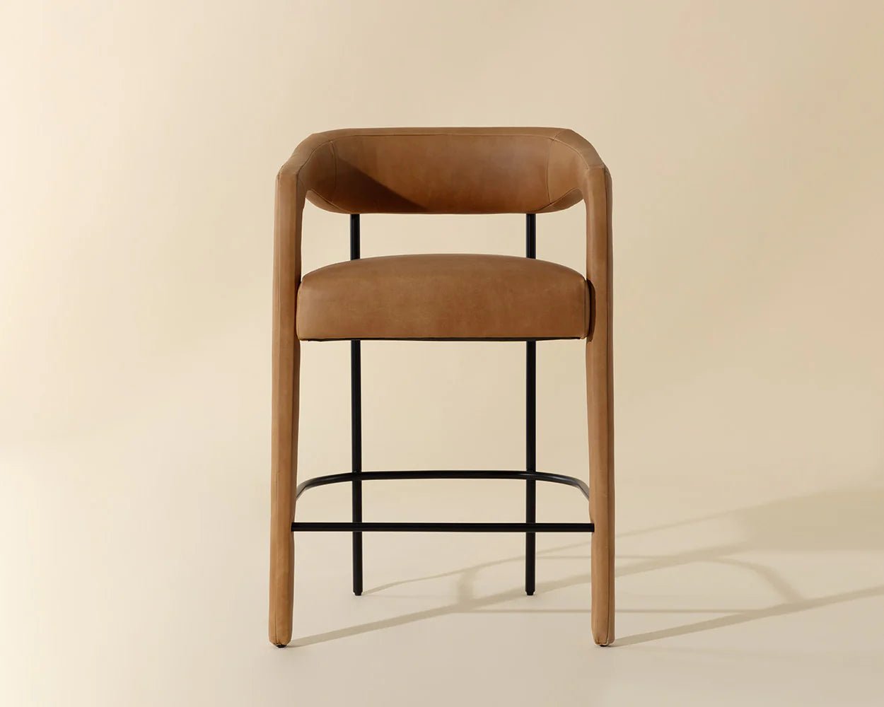 Mavia Counter Stool - Ludlow Sesame Leather - Central Designs