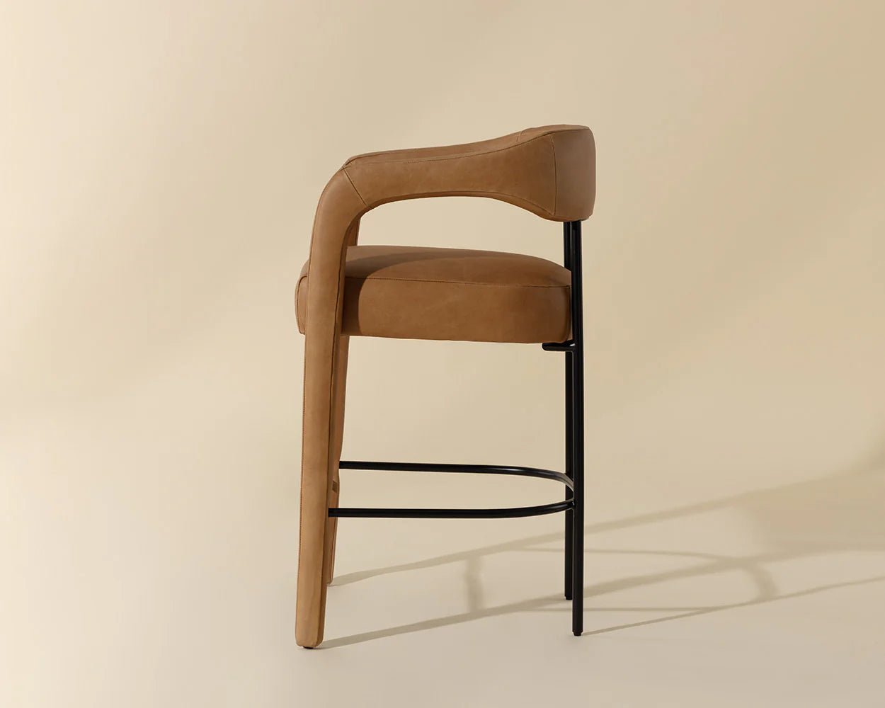 Mavia Counter Stool - Ludlow Sesame Leather - Central Designs