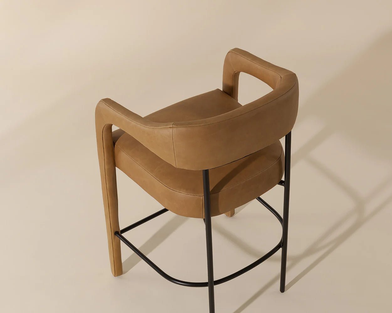 Mavia Counter Stool - Ludlow Sesame Leather - Central Designs
