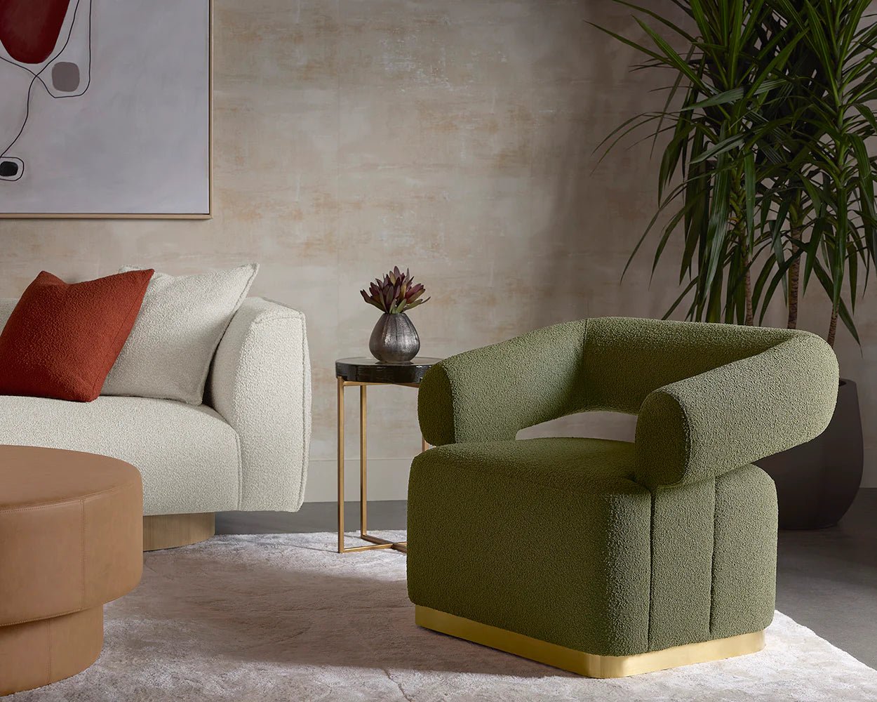 Aggie Swivel Lounge Chair - Copenhagen Olive - Central Designs