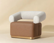 Aggie Swivel Lounge Chair - Milliken Cognac / Rhea Light Barley - Central Designs