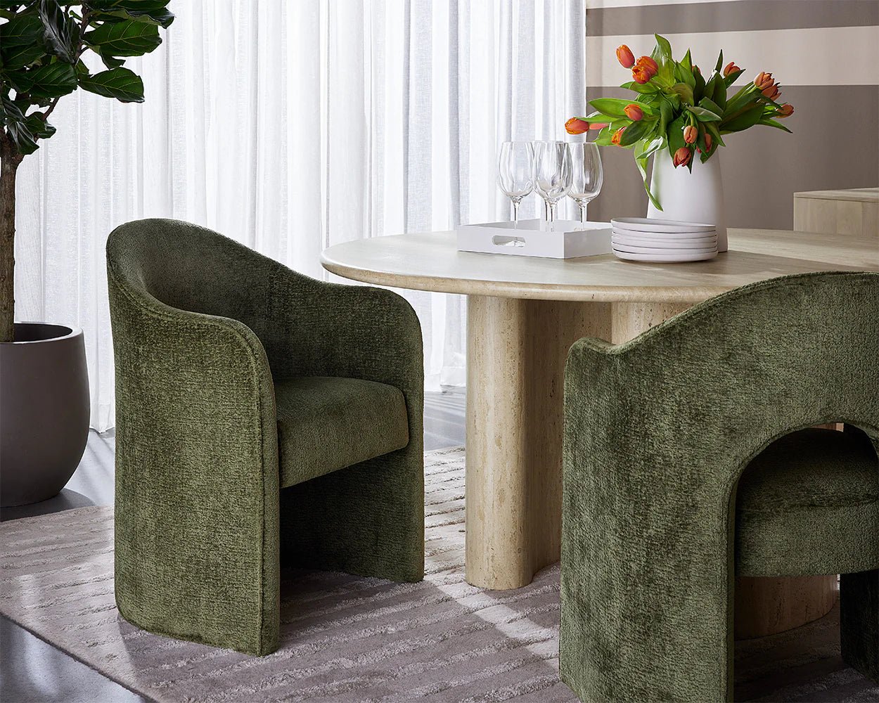 Anaya Dining Armchair - Bergen Olive - Central Designs