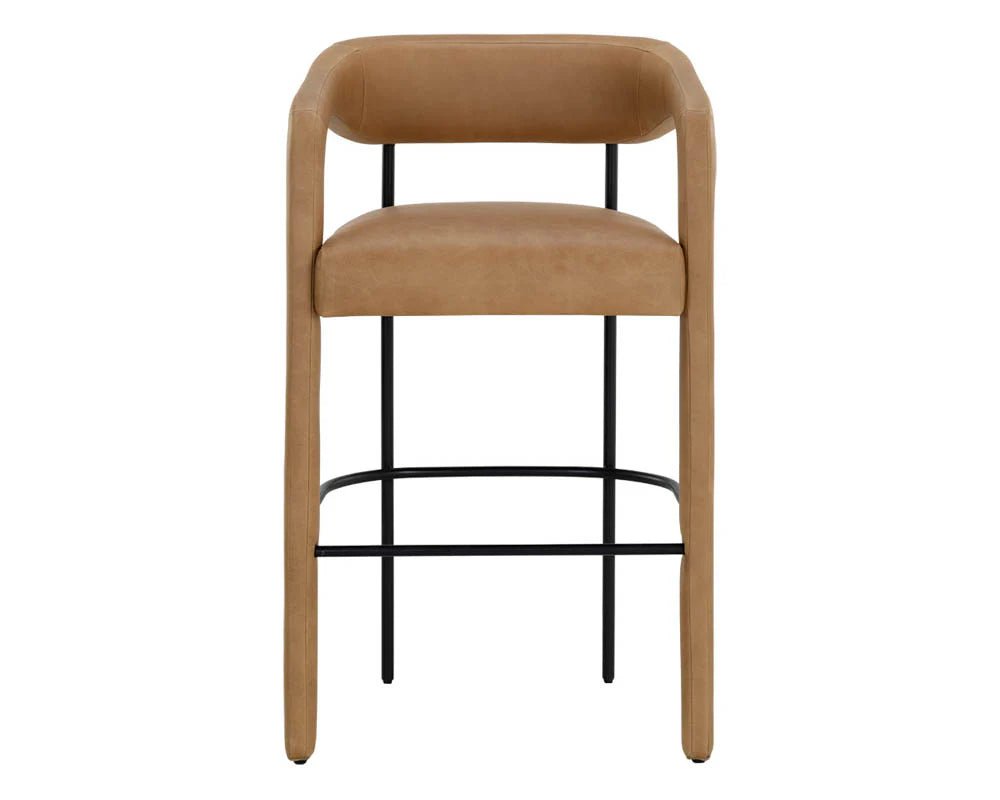 Mavia Bar Stool - Ludlow Sesame Leather - Central Designs