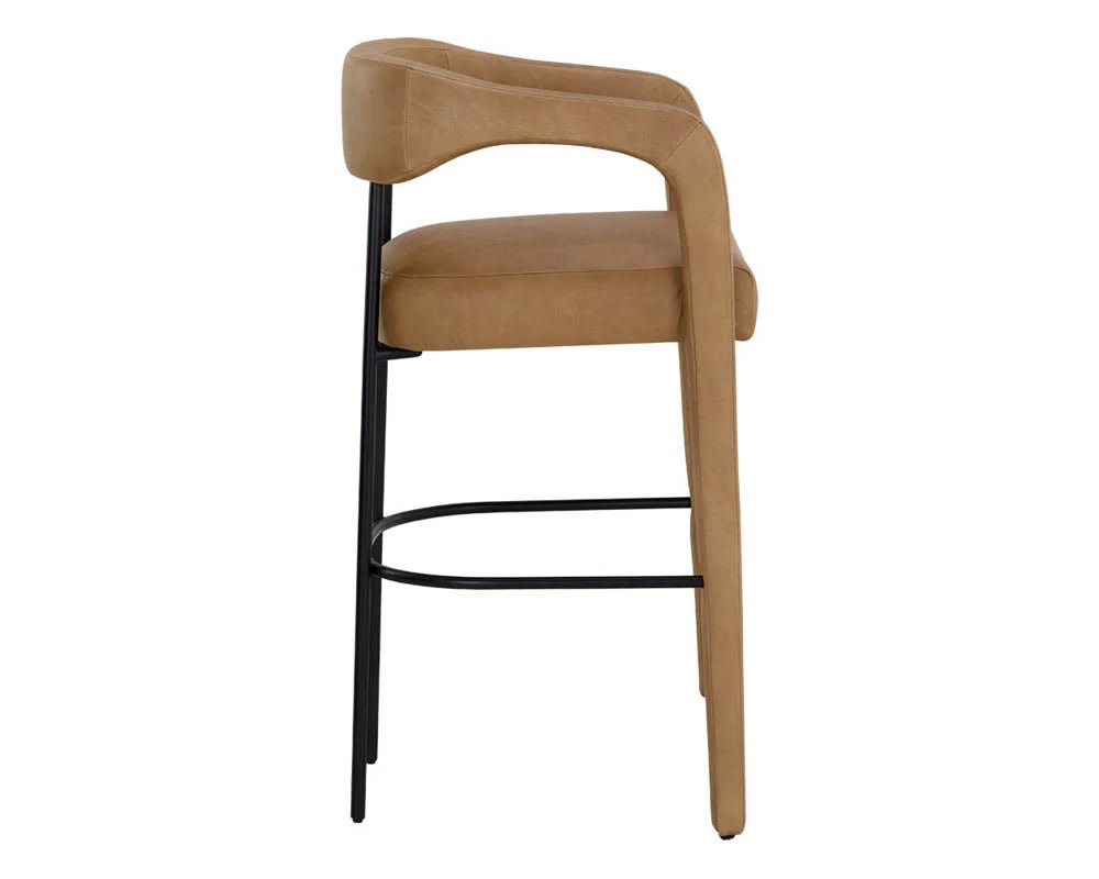 Mavia Bar Stool - Ludlow Sesame Leather - Central Designs