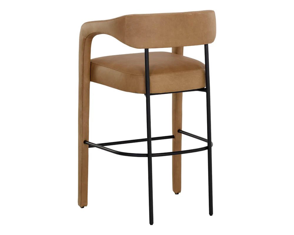 Mavia Bar Stool - Ludlow Sesame Leather - Central Designs
