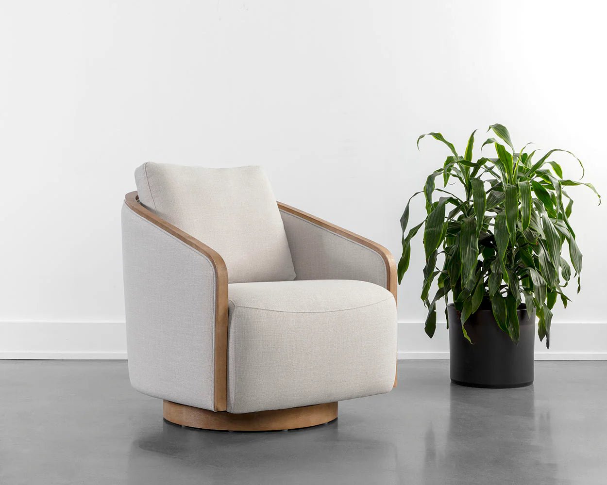 Tasia Swivel Lounge Chair - Effie Linen - Central Designs