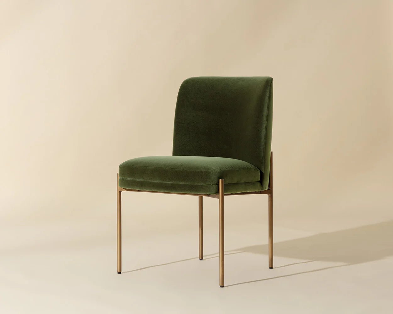 Richie Dining Chair - Antique Brass - Forest Green - Central Designs