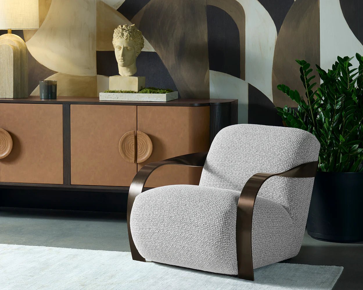 Sonesta Lounge Chair - Dark Bronze - Helios Check Black - Central Designs