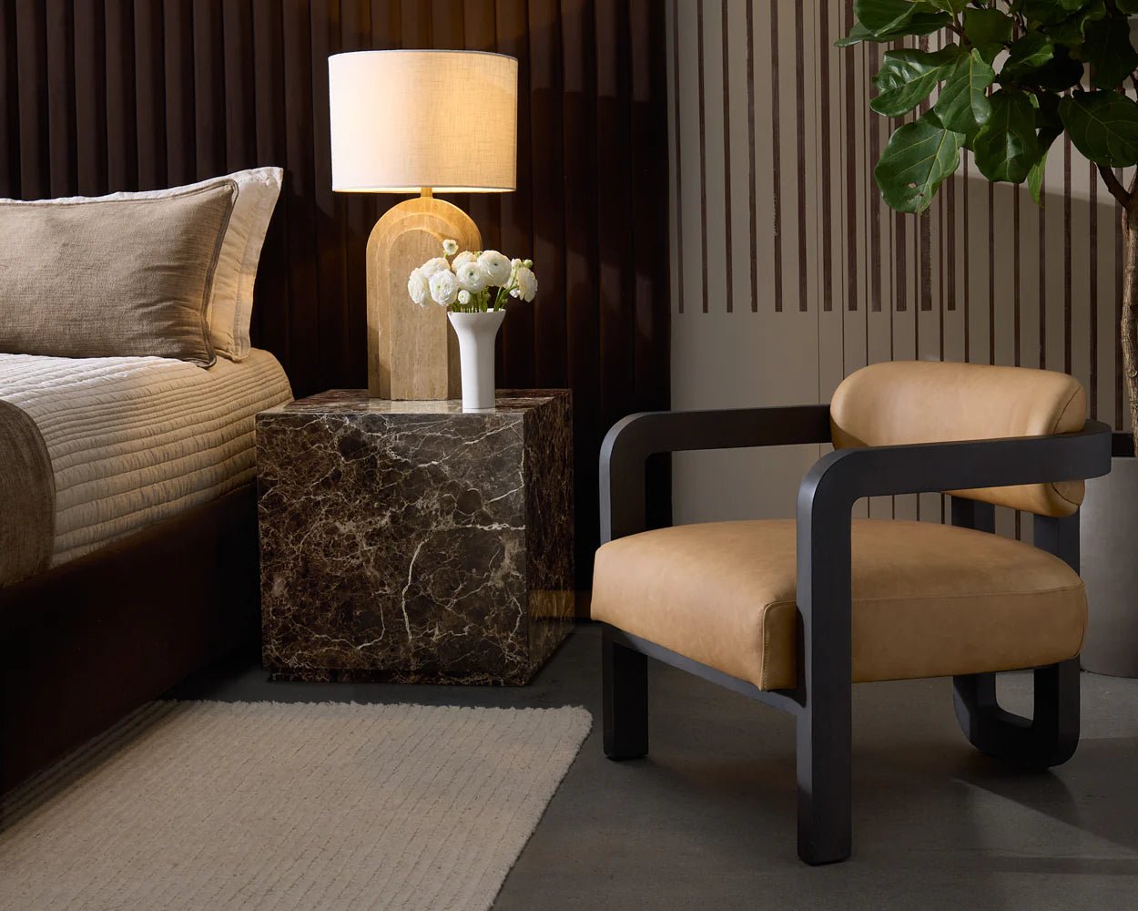 Madrone Lounge Chair - Brown - Ludlow Sesame Leather - Central Designs