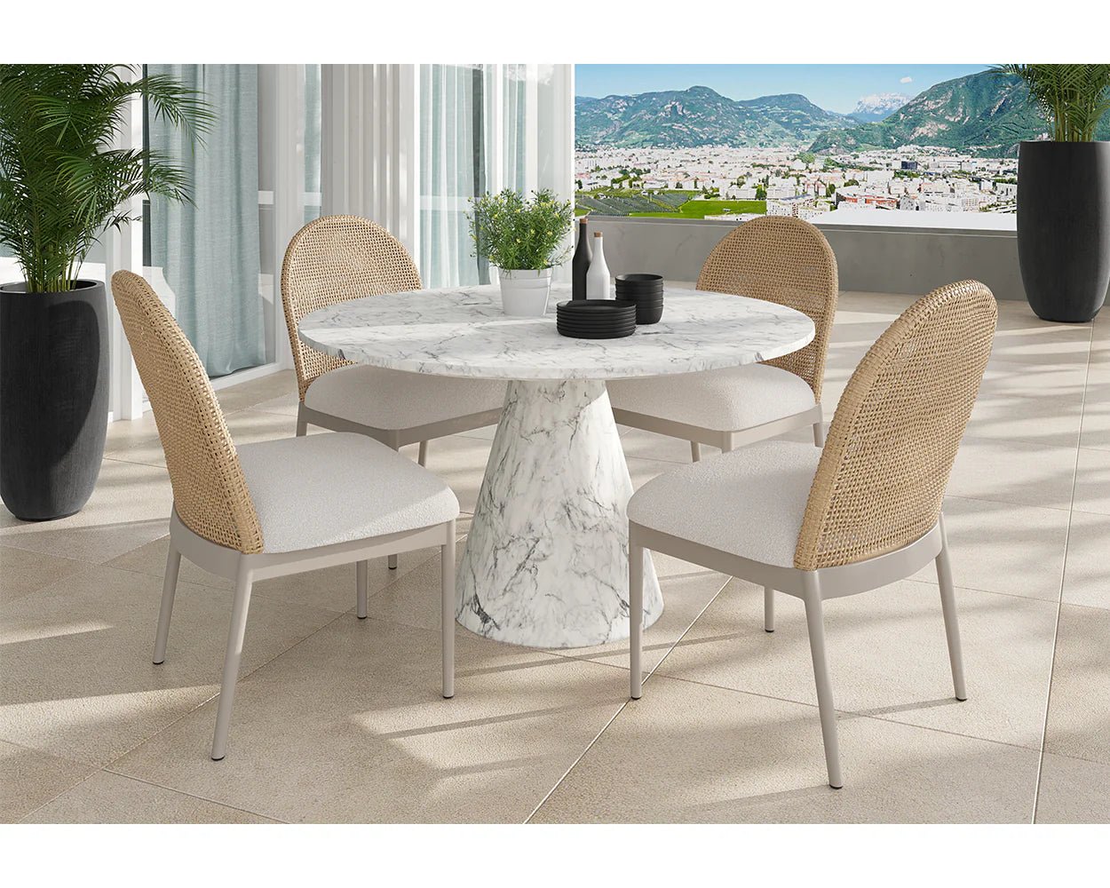 Calandri Dining Chair - Greige - Louis Cream - Central Designs
