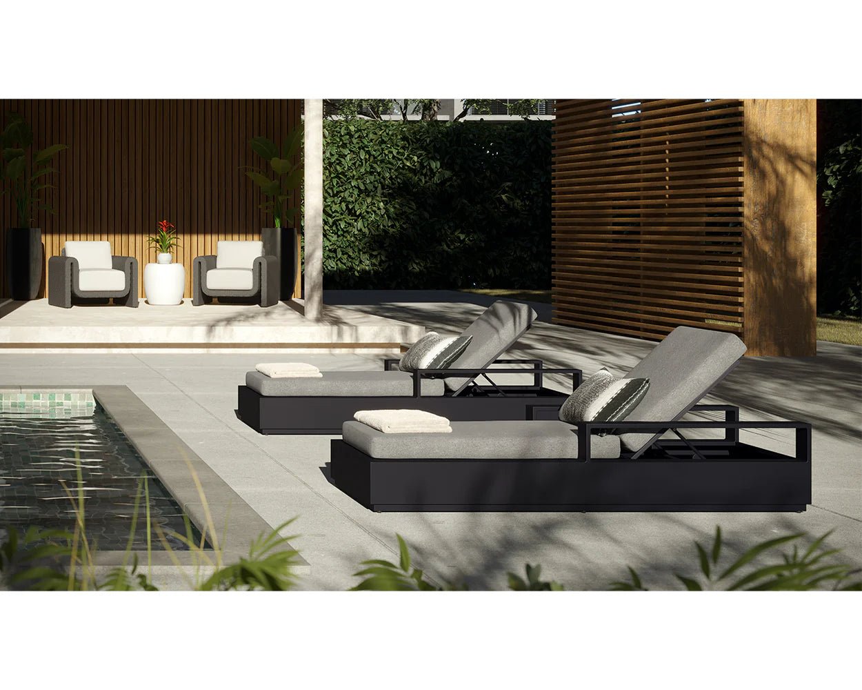 Tavira Lounger - Charcoal - Lanikai Salt And Pepper - Central Designs