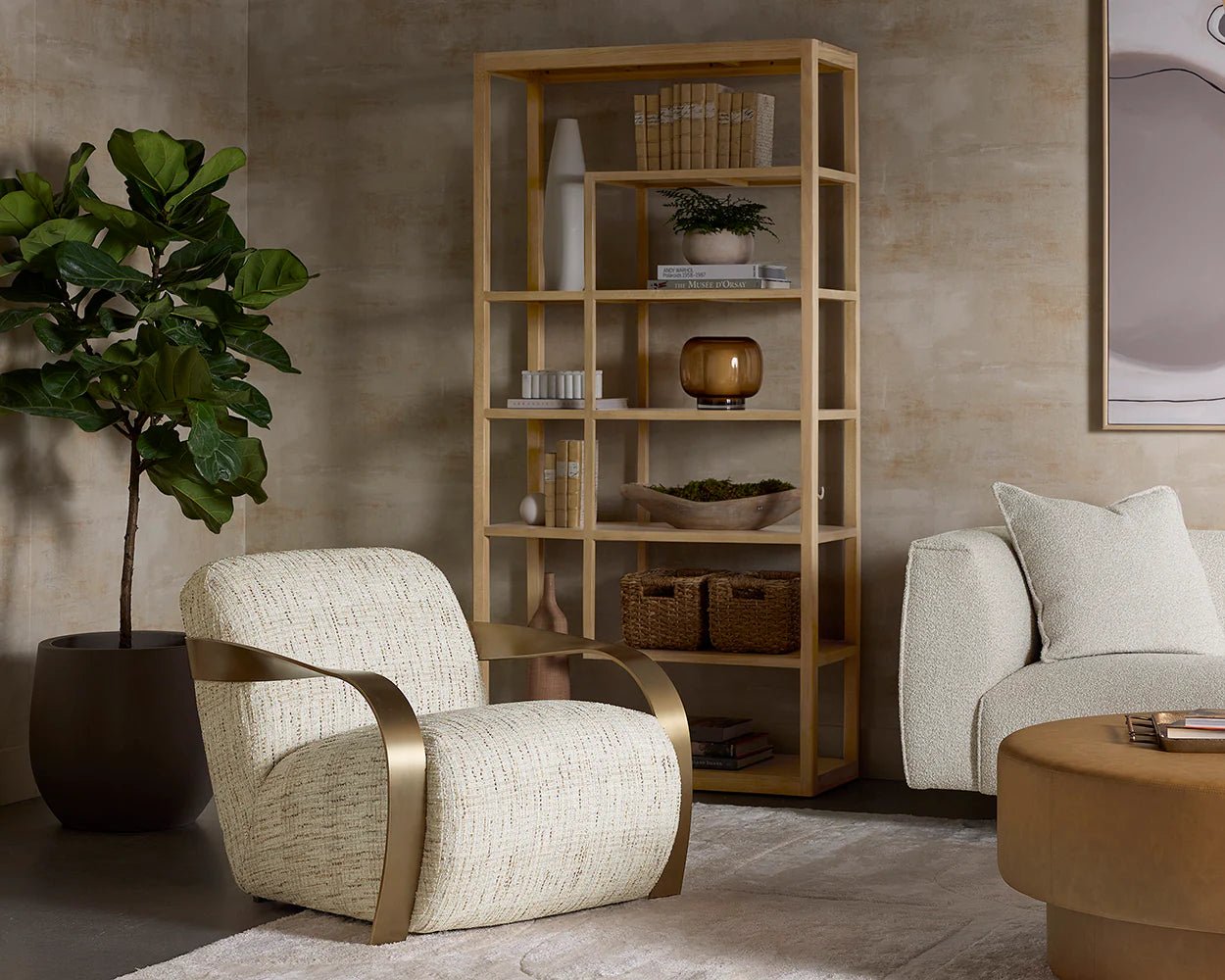 Sonesta Lounge Chair - Antique Brass - Haute Cobblestone - Central Designs