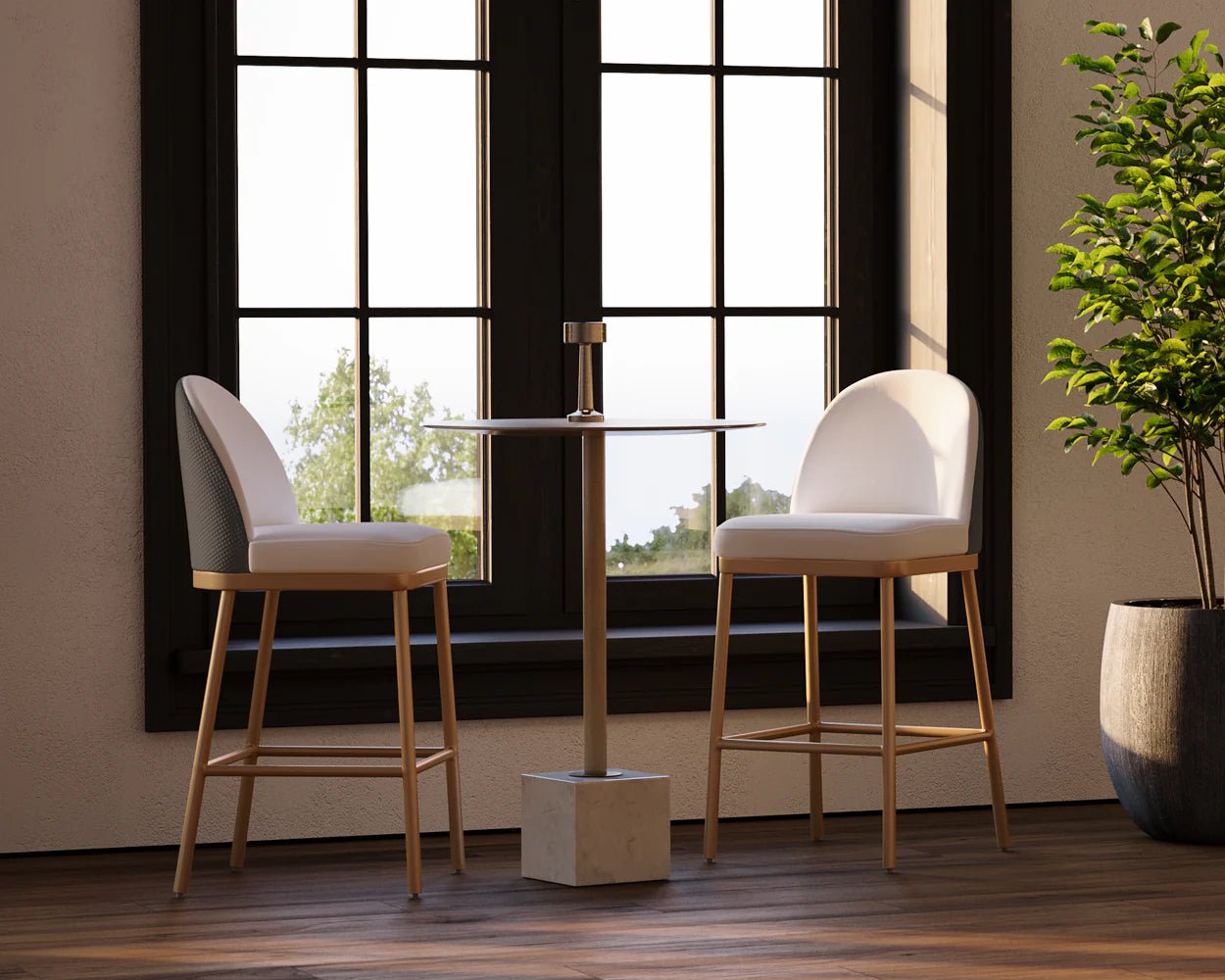 Lavania Counter Stool - Meg Taupe / Porcini Taupe - Central Designs