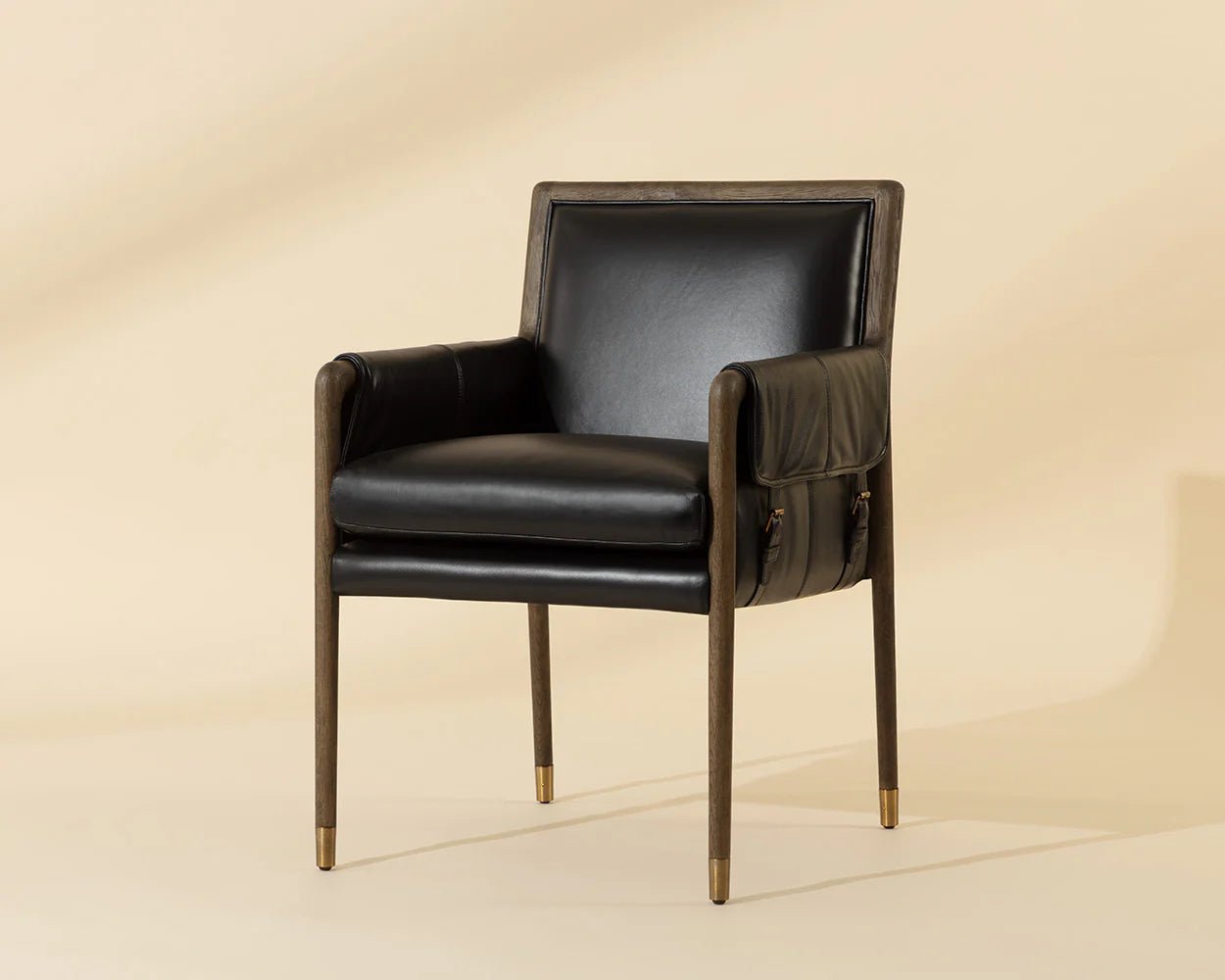 Mauti Dining Armchair - Distressed Brown - Cortina Black Leather - Central Designs