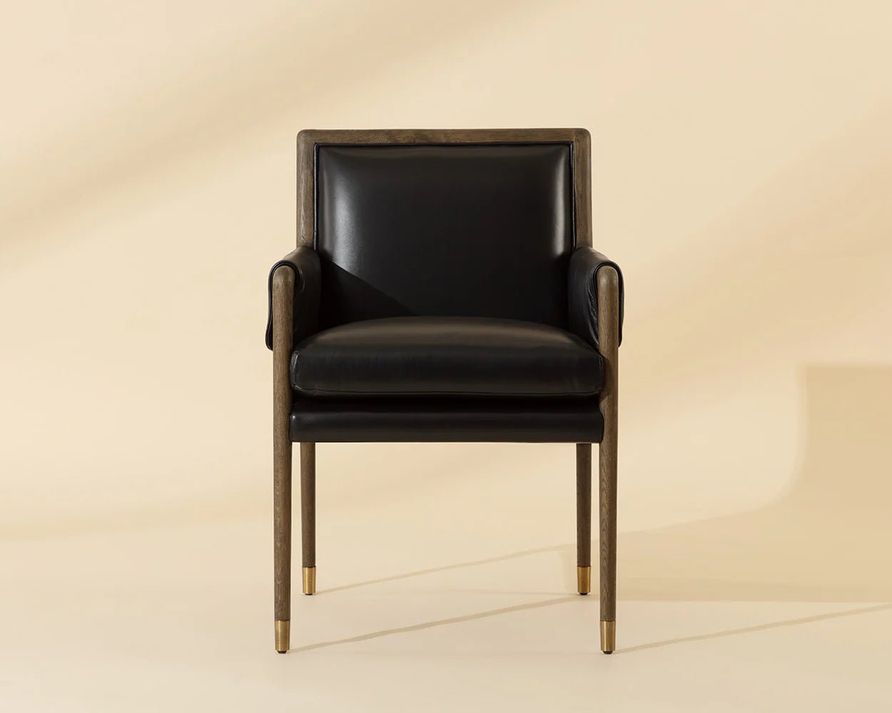 Mauti Dining Armchair - Distressed Brown - Cortina Black Leather - Central Designs
