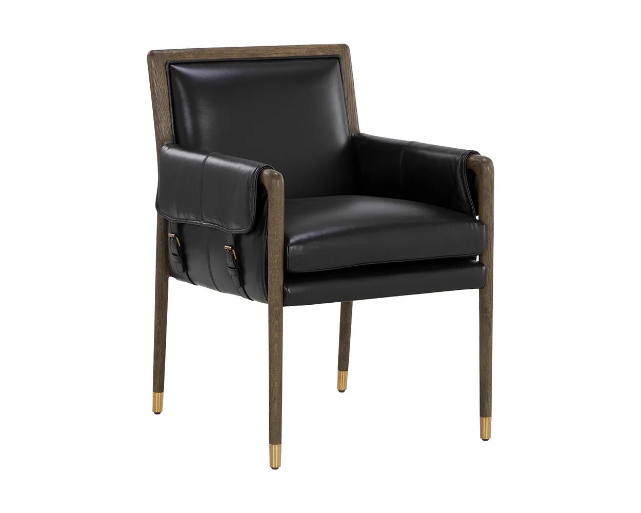 Mauti Dining Armchair - Distressed Brown - Cortina Black Leather - Central Designs