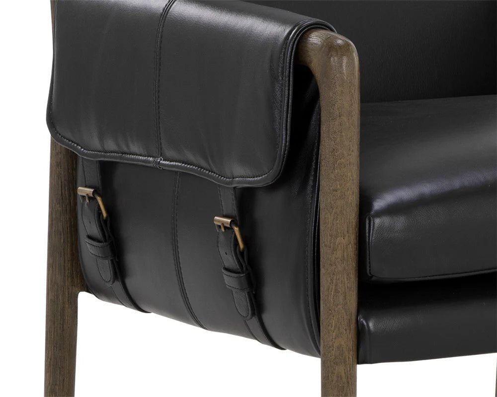 Mauti Dining Armchair - Distressed Brown - Cortina Black Leather - Central Designs