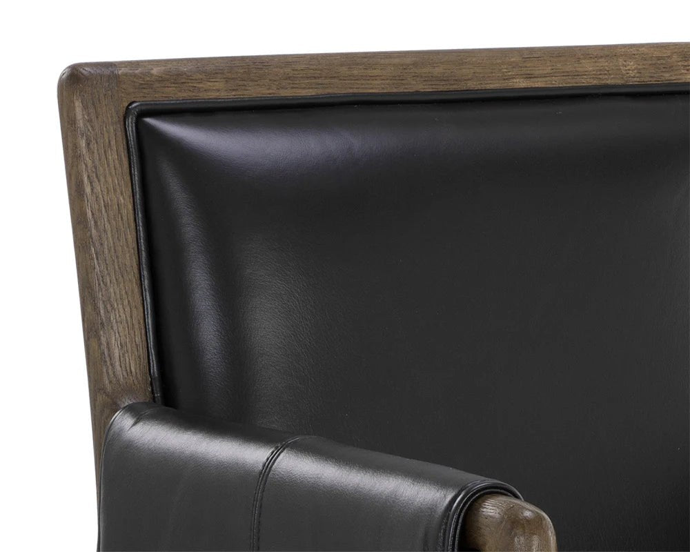 Mauti Dining Armchair - Distressed Brown - Cortina Black Leather - Central Designs