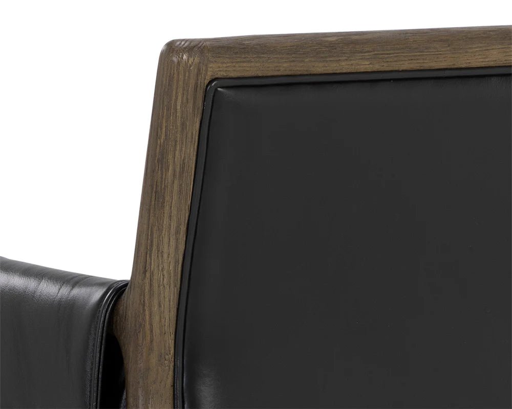 Mauti Dining Armchair - Distressed Brown - Cortina Black Leather - Central Designs