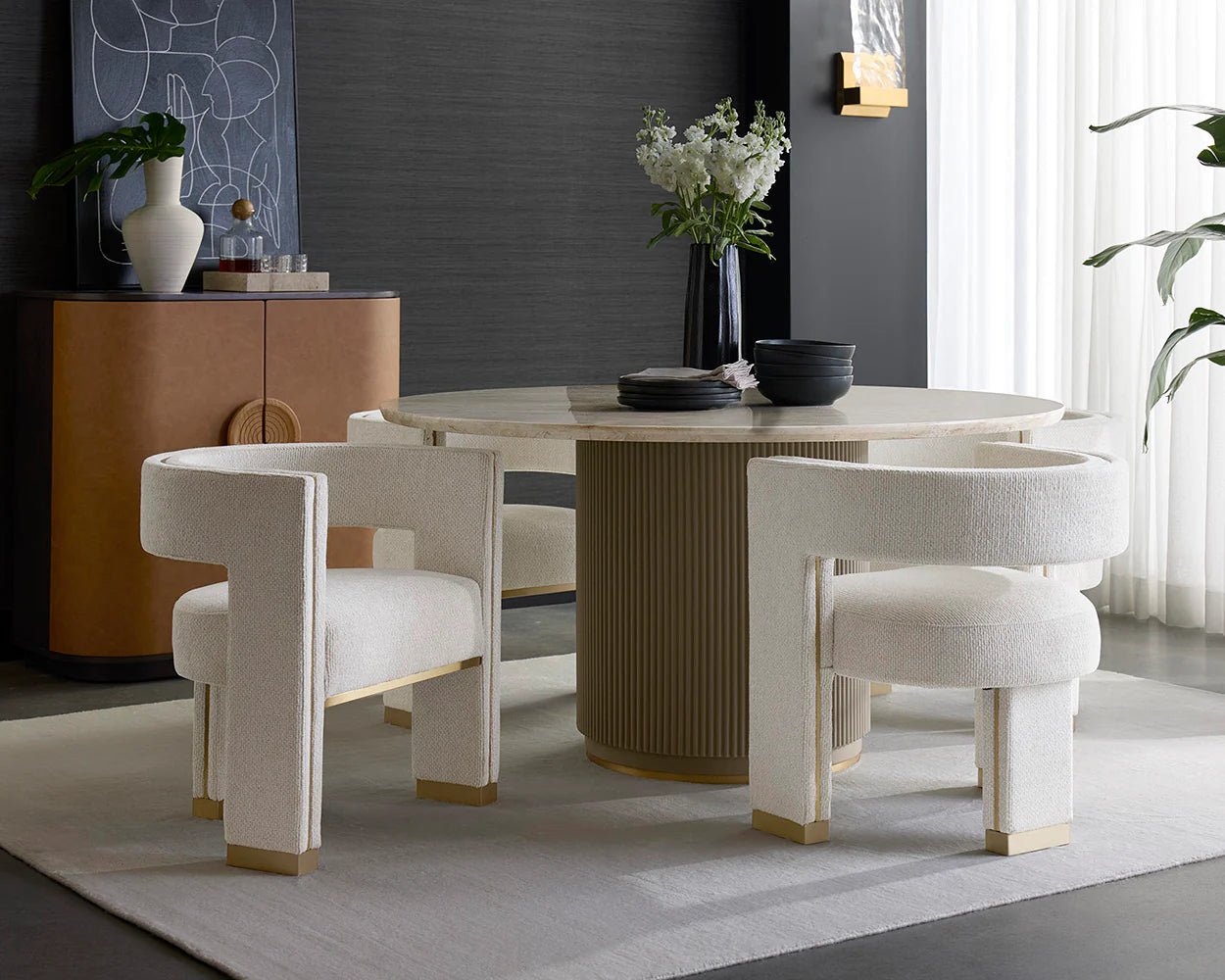 Adamina Dining Armchair - Rhea Light Barley - Central Designs