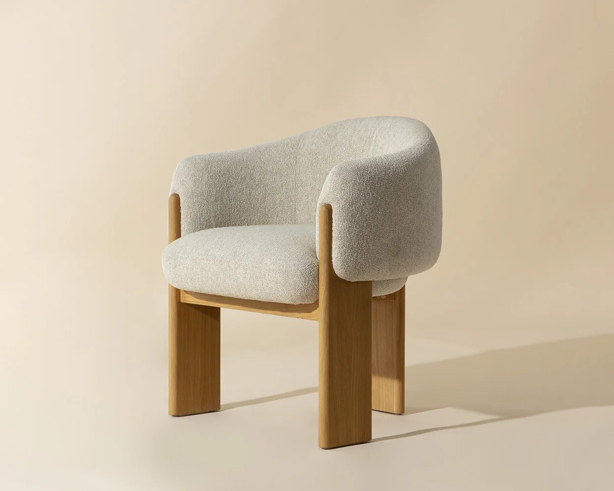Trine Dining Armchair - Rustic Oak - Dove Cream - Central Designs