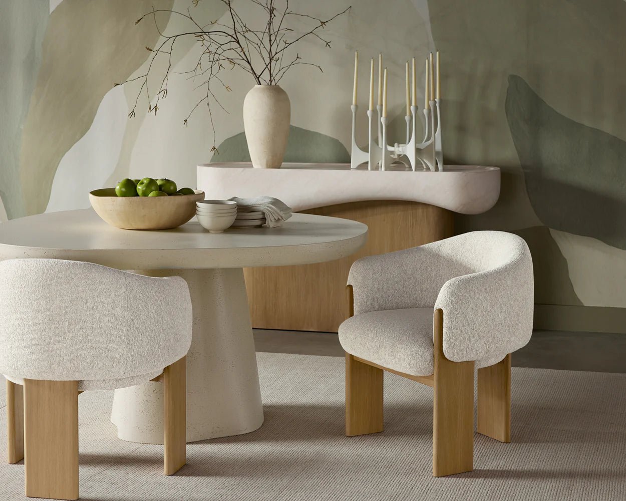 Trine Dining Armchair - Rustic Oak - Dove Cream - Central Designs