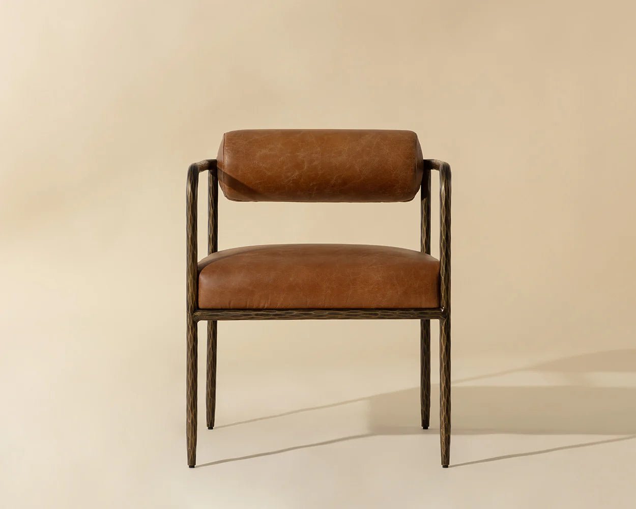 Ajani Dining Armchair - Tan Leather - Central Designs