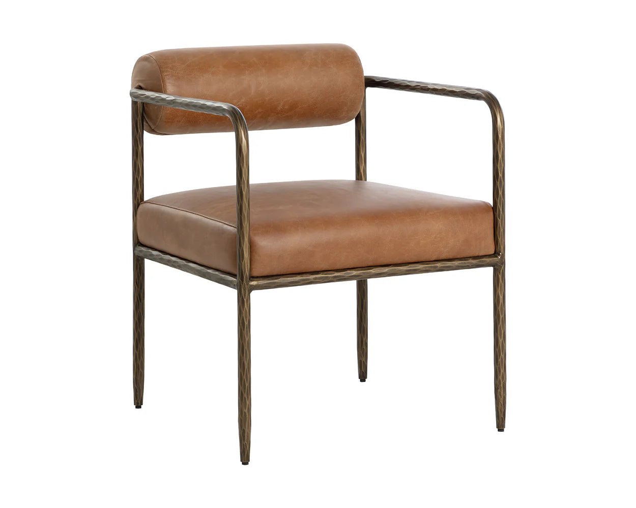 Ajani Dining Armchair - Tan Leather - Central Designs