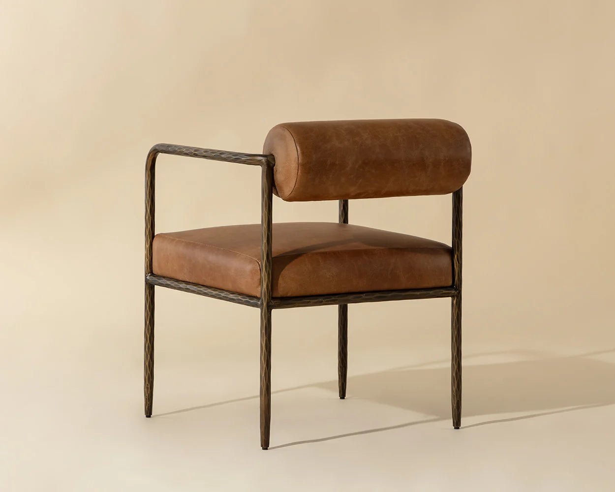 Ajani Dining Armchair - Tan Leather - Central Designs