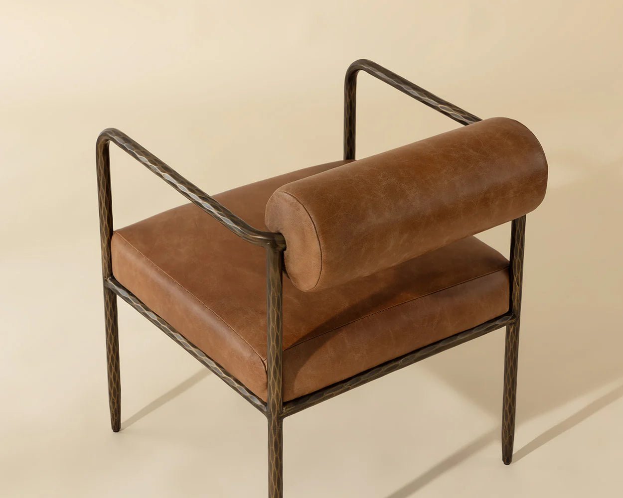 Ajani Dining Armchair - Tan Leather - Central Designs