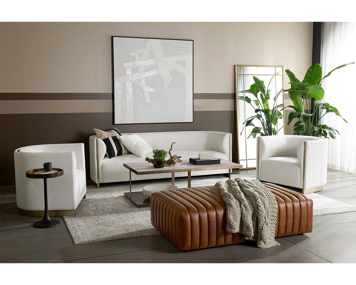 Lewin Ottoman - Rectangular - Lucia Tobacco Leather