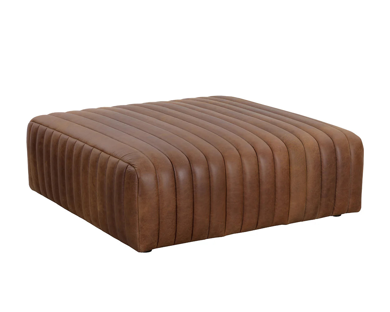 Lewin Ottoman - Square - Lucia Tobacco Leather