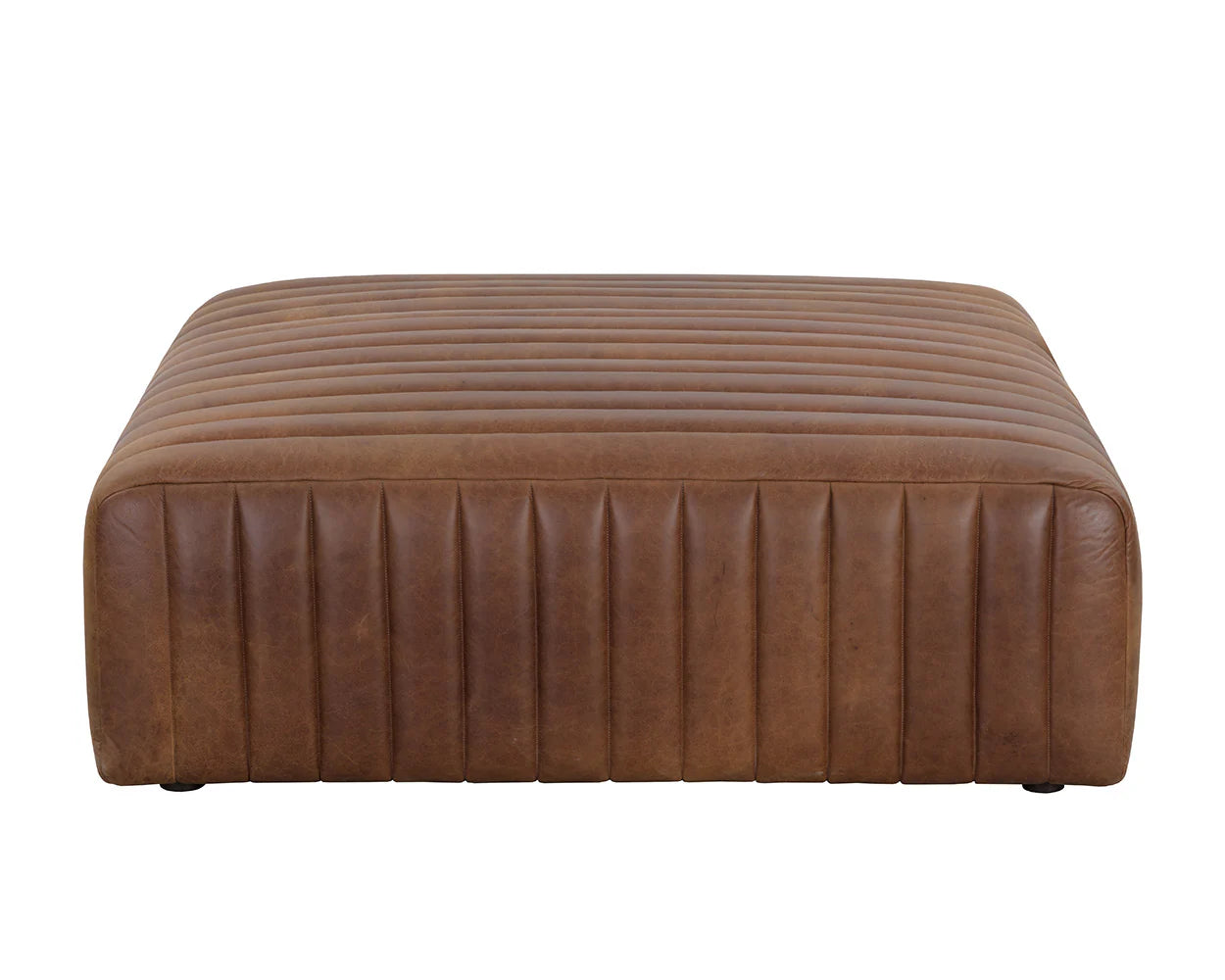 Lewin Ottoman - Square - Lucia Tobacco Leather