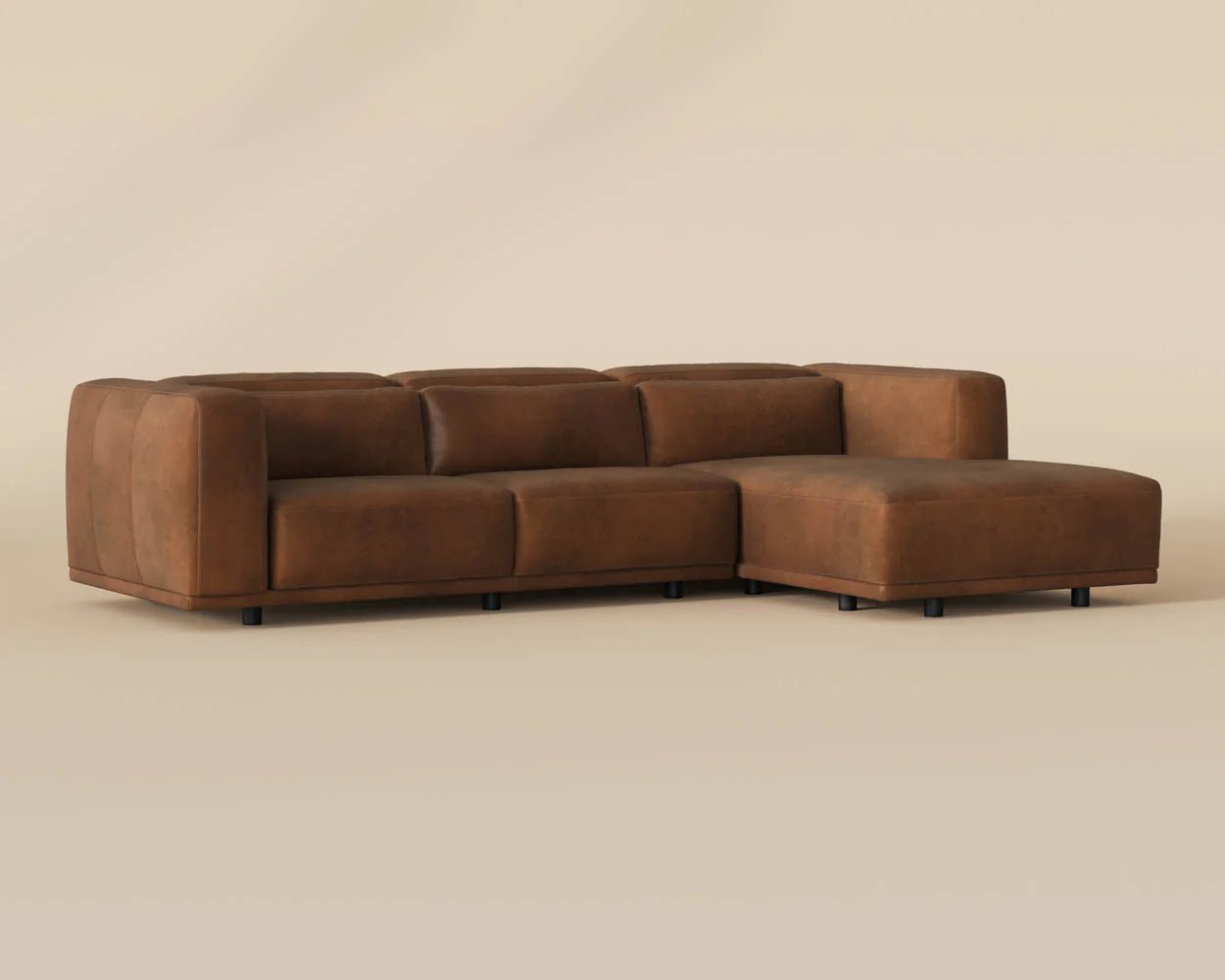 Beau Sofa Chaise - Raf - Lucia Tobacco Leather - Central Designs
